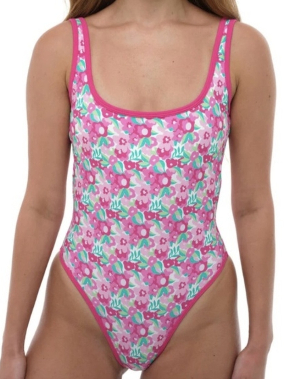 93 Play Street PIPER Raspberry Jam 80s Cut High Leg One Piece Sz L